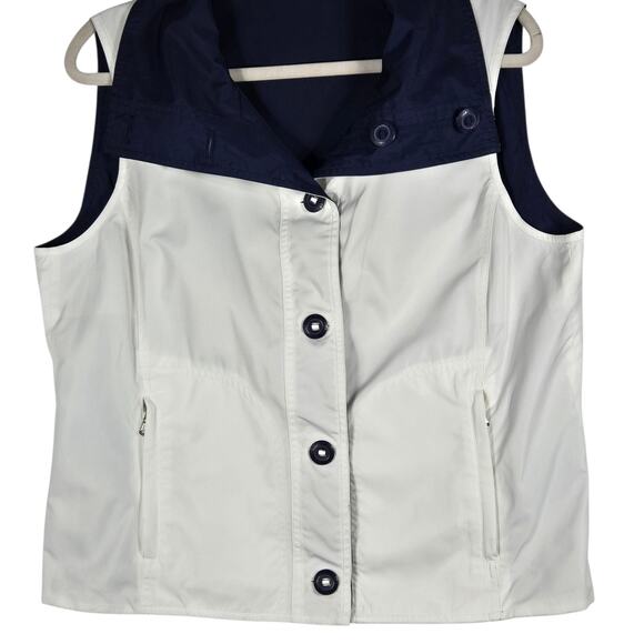 Lauren Ralph Lauren Vest Womens Large Navy White Reversible Collar Zip Pockets - Picture 6 of 10